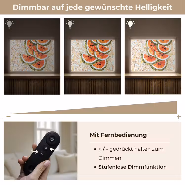 Mozaïek - Watermeloen - Rood - Pitten Light Box met batterij (Wandlamp) middel -USP_dimbaarDE