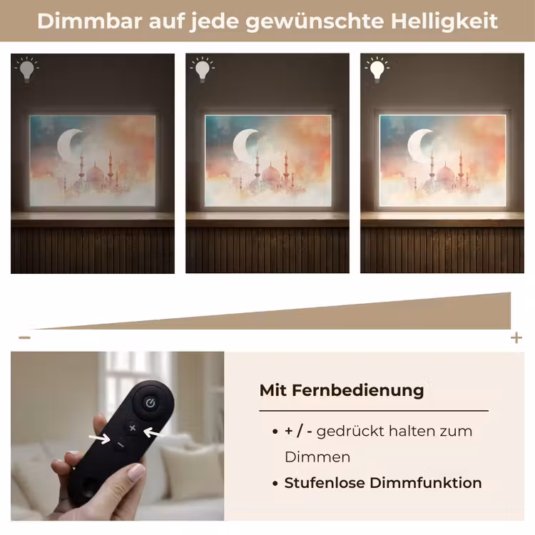Moskee - Kleurrijke wolken - Arabisch - Ramadan - Islamitische Light Box met batterij (Wandlamp) middel -USP_dimbaarDE