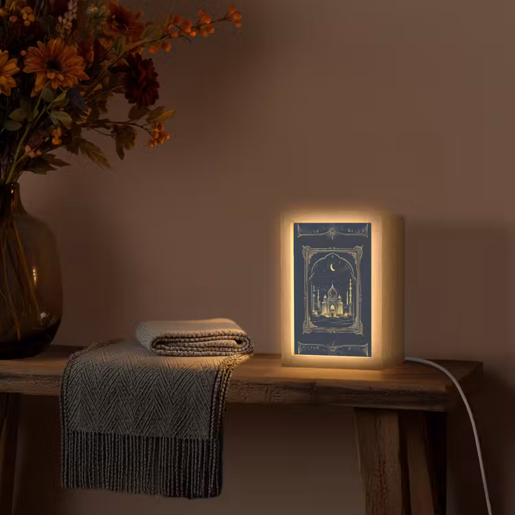 Moskee - Islam - Goud - Ramadan - Islamitische Light Box met kabel (Wandlamp) klein -sfeer4