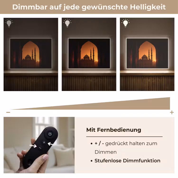 Moskee - Oranje lucht - Islamitisch Light Box met batterij (Wandlamp) middel -USP_dimbaarDE