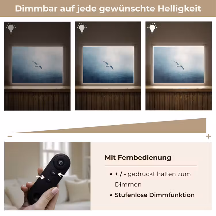 Meeuw - Wit - Zee - Mistig Light Box met batterij (Wandlamp) middel -USP_dimbaarDE