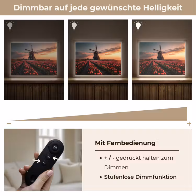 Molen - Zonsondergang - Tulpen - Rood Light Box met batterij (Wandlamp) middel -USP_dimbaarDE