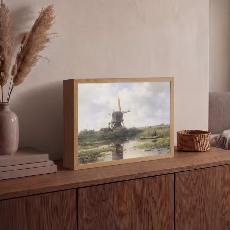 Molen - Willem Roelofs - Oude meesters - Kunst Light Box met batterij (Wandlamp) middel -sfeer2
