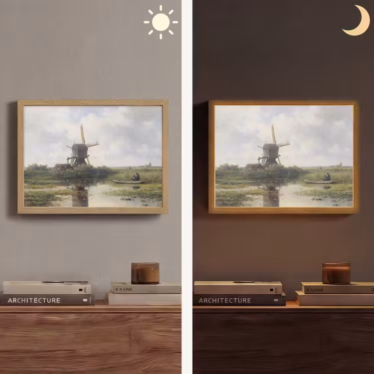 Molen - Willem Roelofs - Oude meesters - Kunst Light Box met batterij (Wandlamp) middel -sfeer3