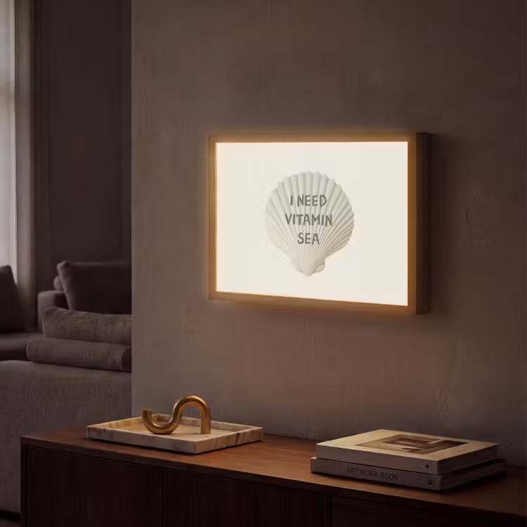 Schelp - Quote - Groen Light Box met batterij (Wandlamp) middel -sfeer1