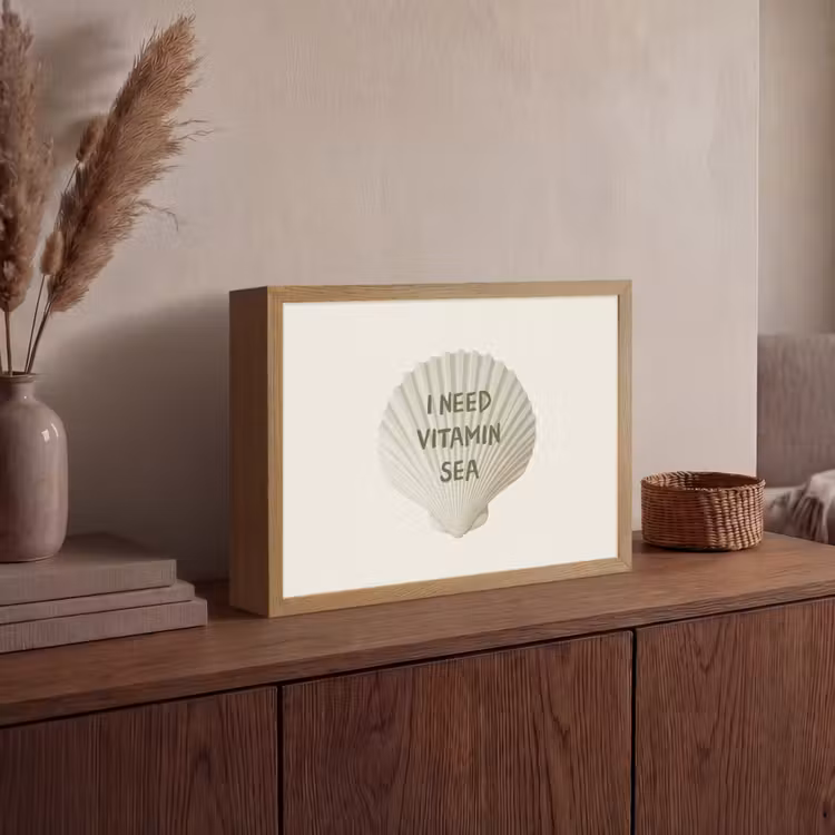 Schelp - Quote - Groen Light Box met batterij (Wandlamp) middel -sfeer2