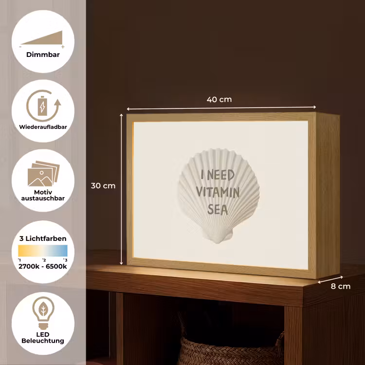 Schelp - Quote - Groen Light Box met batterij (Wandlamp) middel -USP_websiteoverzichtDE