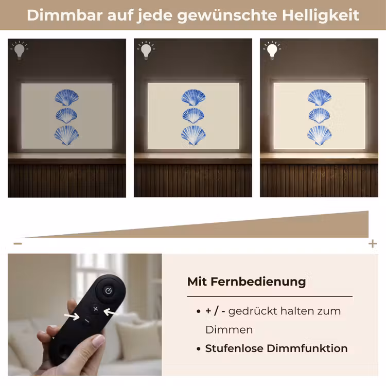 Schelpen - Blauw - Beige Light Box met batterij (Wandlamp) middel -USP_dimbaarDE