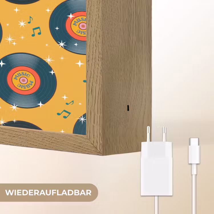 Muziek - Patroon - Geel Light Box met batterij (Wandlamp) middel 907 -USP_websiteoplaadbaarDE