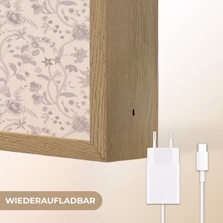 Patroon - Bloemen - Paars Light Box met batterij (Wandlamp) middel 907 -USP_websiteoplaadbaarDE