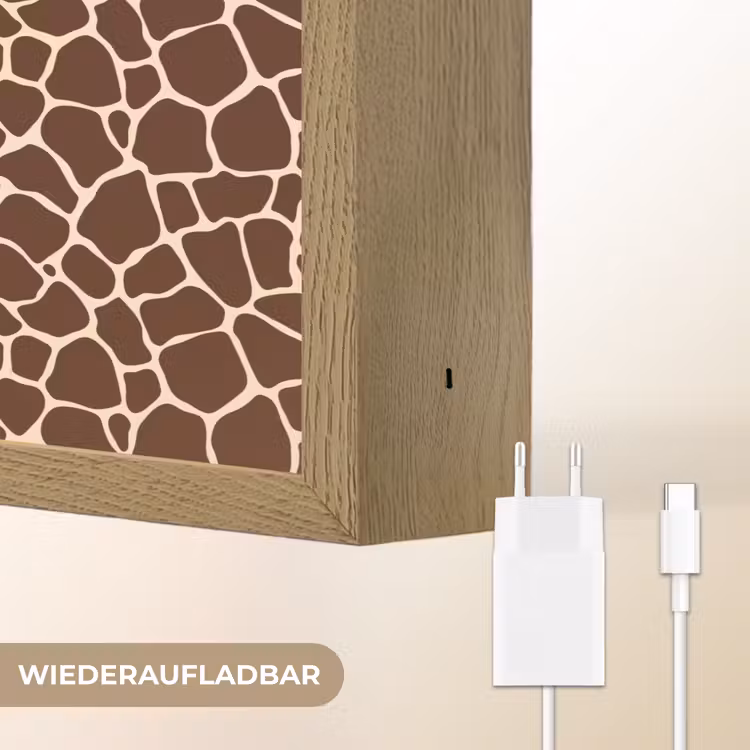 Patroon - Giraf - Bruin Light Box met batterij (Wandlamp) middel 907 -USP_websiteoplaadbaarDE
