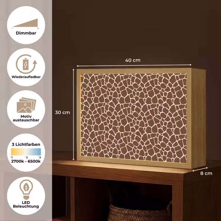 Patroon - Giraf - Bruin Light Box met batterij (Wandlamp) middel 907 -USP_websiteoverzichtDE