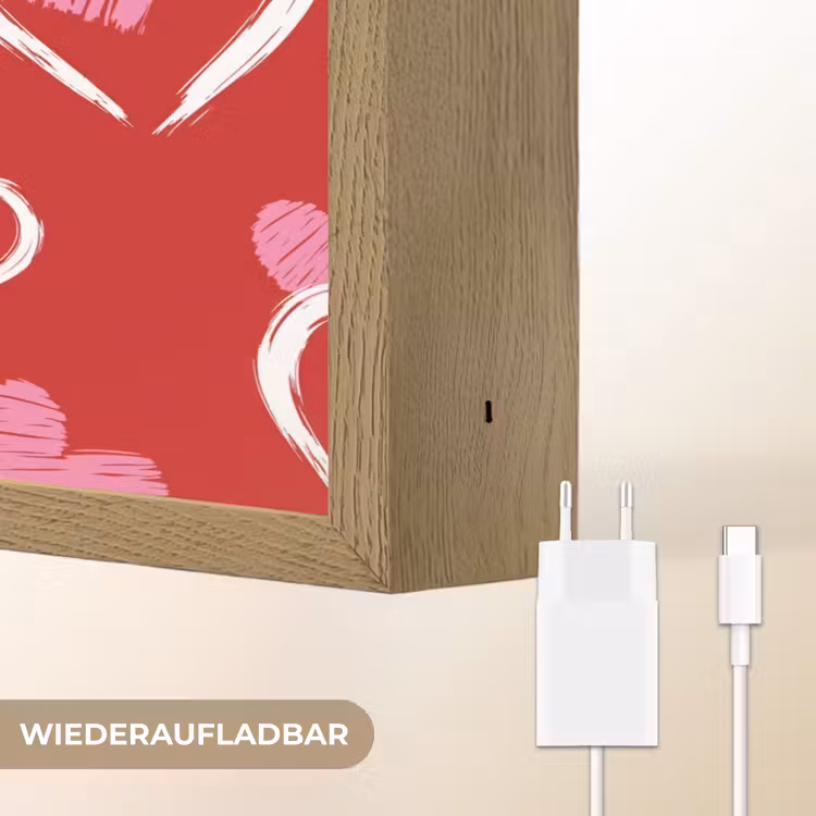 Patroon - Hartjes - Roze - Valentijn Light Box met batterij (Wandlamp) middel -USP_websiteoplaadbaarDE