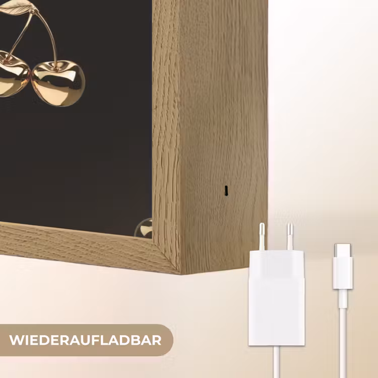 Patroon - Kersen - Goud - Chrome Light Box met batterij (Wandlamp) middel -USP_websiteoplaadbaarDE
