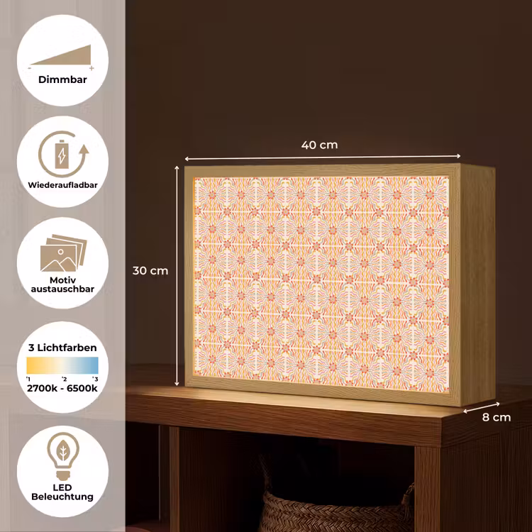 Patroon - Retro - Kleur Light Box met batterij (Wandlamp) middel 907 -USP_websiteoverzichtDE