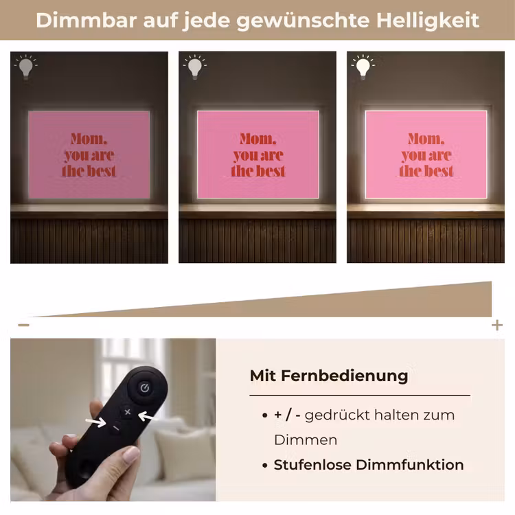 Moeder - Boodschap -Roze Light Box met batterij (Wandlamp) middel -USP_dimbaarDE