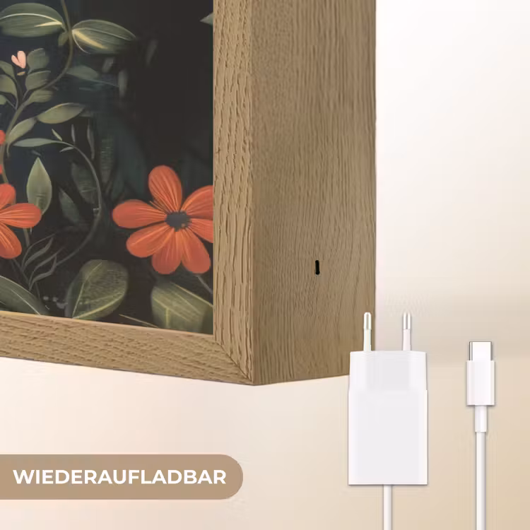 Moeder - Kind - Kleurrijk - Bloemen Light Box met batterij (Wandlamp) middel -USP_websiteoplaadbaarDE