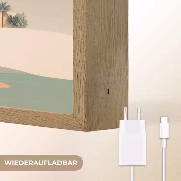 Nachtlandschap - Kamelen - Sterren - zandduinden Light Box met batterij (Wandlamp) middel -USP_websiteoplaadbaarDE