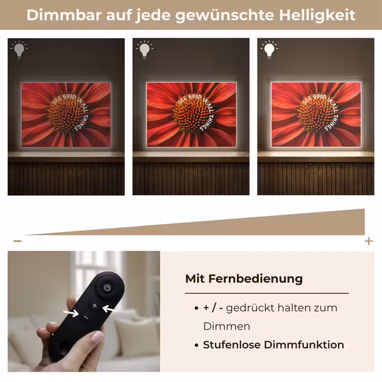 Close up - Bloem - Quote - Rood Light Box met batterij (Wandlamp) middel -USP_dimbaarDE