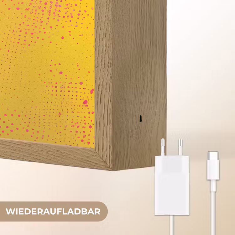 Close-up - Vrouwengezicht - Stippen - Geel Light Box met batterij (Wandlamp) middel -USP_websiteoplaadbaarDE