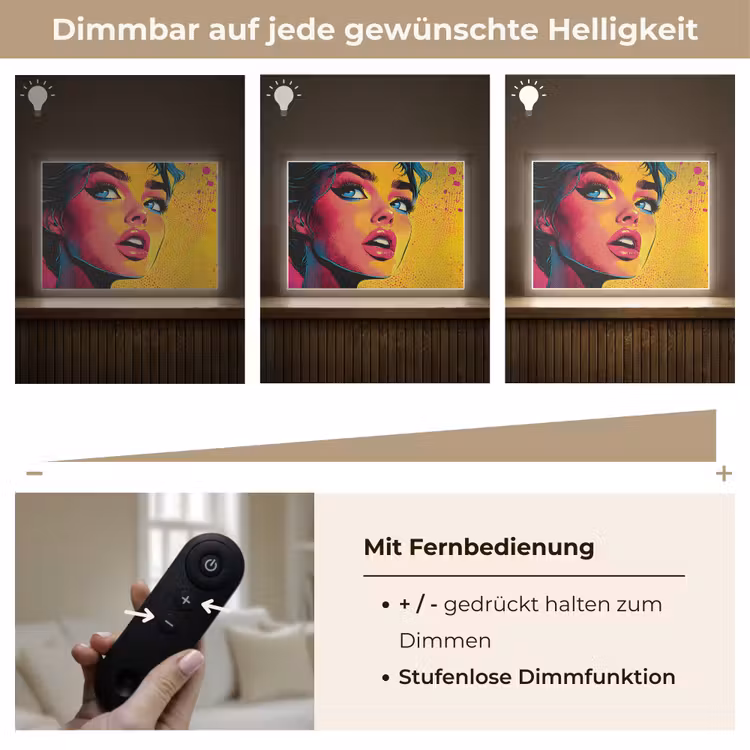 Close-up - Vrouwengezicht - Stippen - Geel Light Box met batterij (Wandlamp) middel -USP_dimbaarDE