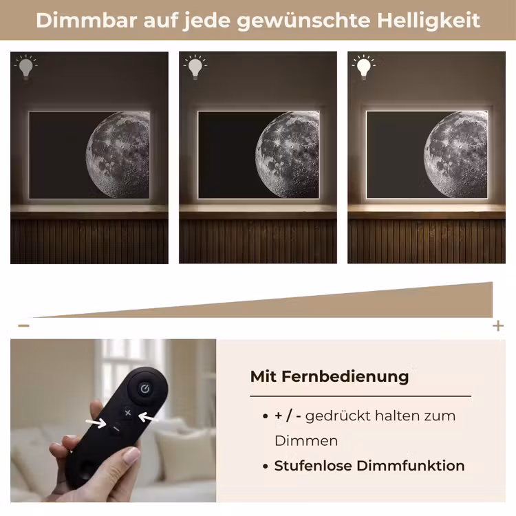 Close-up - Maan - Wit - Textuur Light Box met batterij (Wandlamp) middel -USP_dimbaarDE