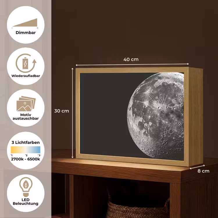 Close-up - Maan - Wit - Textuur Light Box met batterij (Wandlamp) middel -USP_websiteoverzichtDE