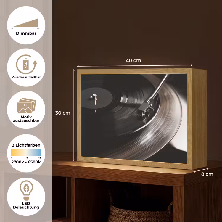 Close-up - Vinylplaat - Platenspeler - Zwart Light Box met batterij (Wandlamp) middel -USP_websiteoverzichtDE