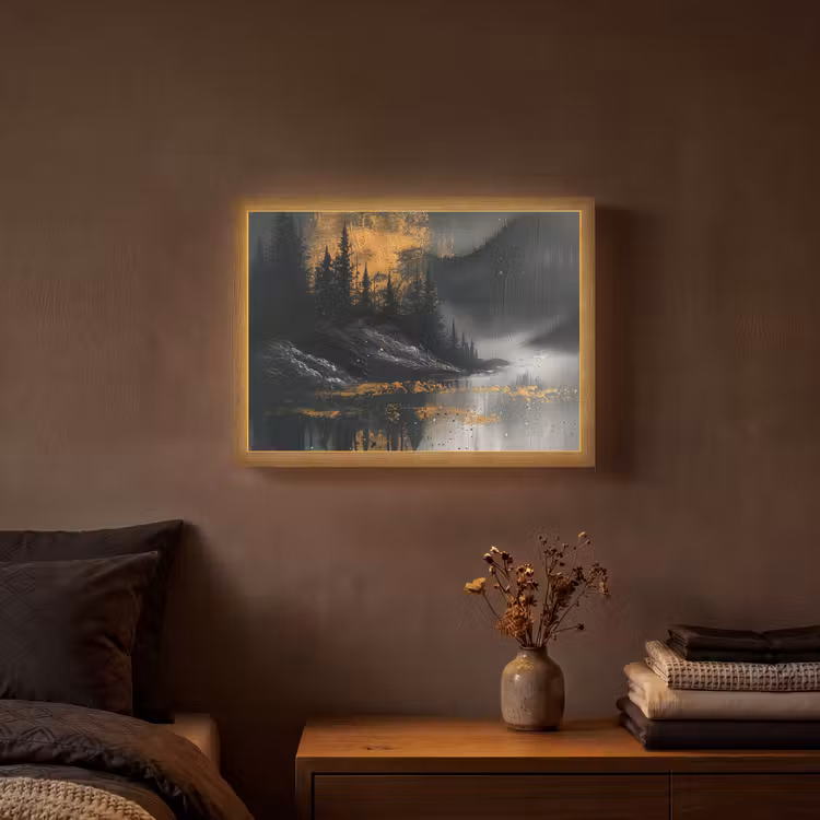 Natuur - Abstract - Landschap - Modern Light Box met batterij (Wandlamp) middel -sfeer4