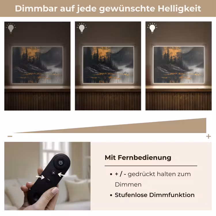 Natuur - Abstract - Landschap - Modern Light Box met batterij (Wandlamp) middel -USP_dimbaarDE