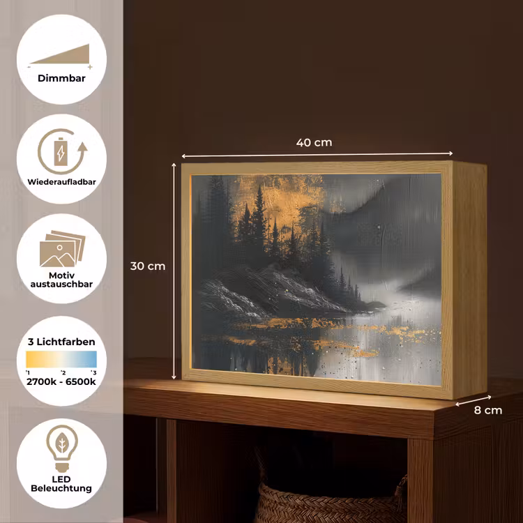 Natuur - Abstract - Landschap - Modern Light Box met batterij (Wandlamp) middel -USP_websiteoverzichtDE