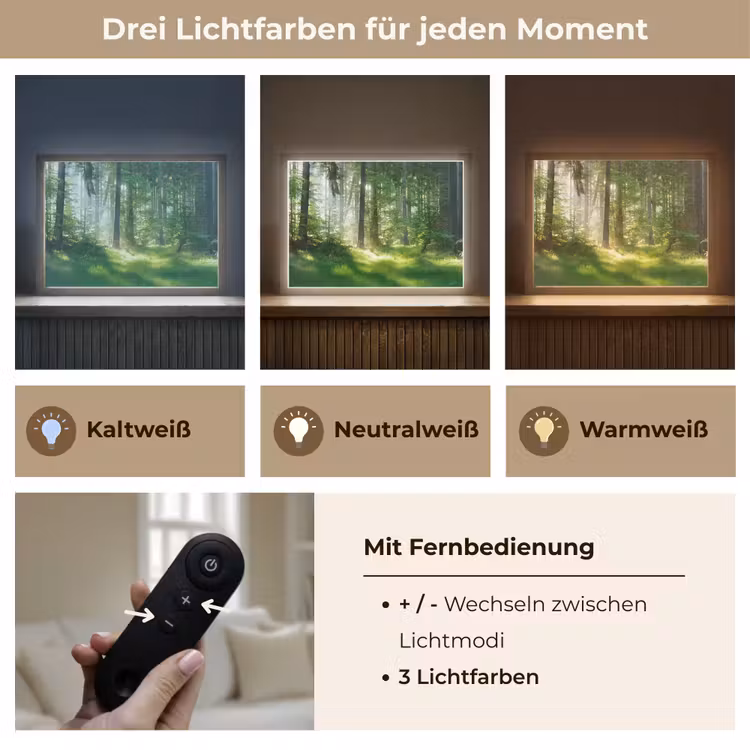 Natuur - Bomen - Bos - Groen - Zon - Gras - Planten Light Box met batterij (Wandlamp) middel -USP_lichtkleurDE