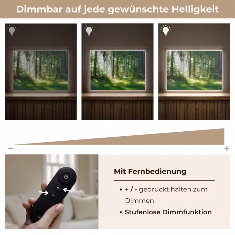 Natuur - Bomen - Bos - Groen - Zon - Gras - Planten Light Box met batterij (Wandlamp) middel -USP_dimbaarDE