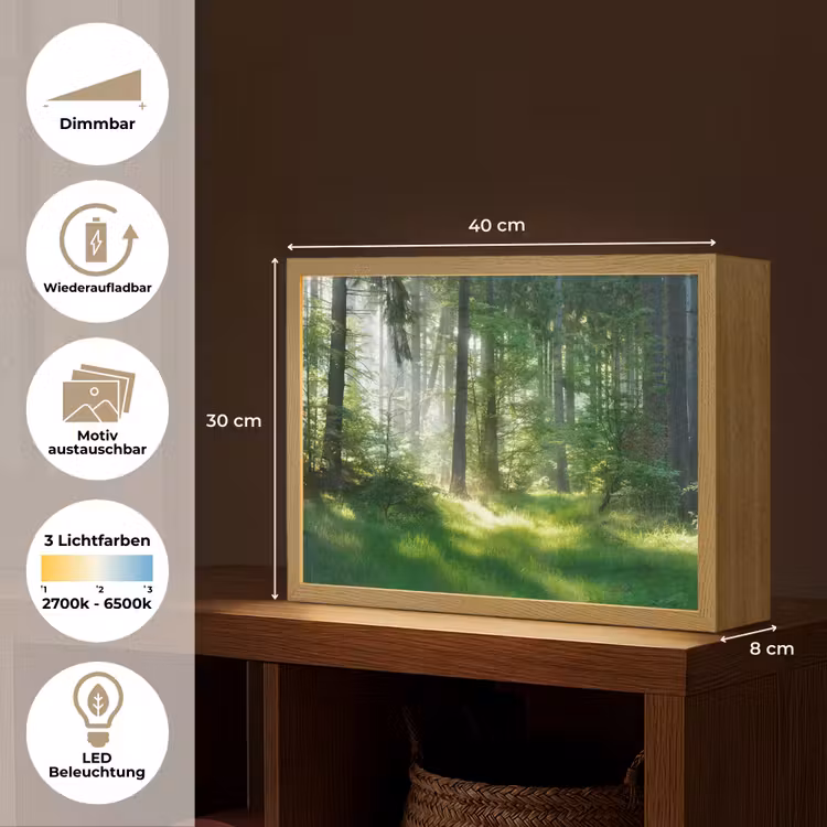 Natuur - Bomen - Bos - Groen - Zon - Gras - Planten Light Box met batterij (Wandlamp) middel -USP_websiteoverzichtDE