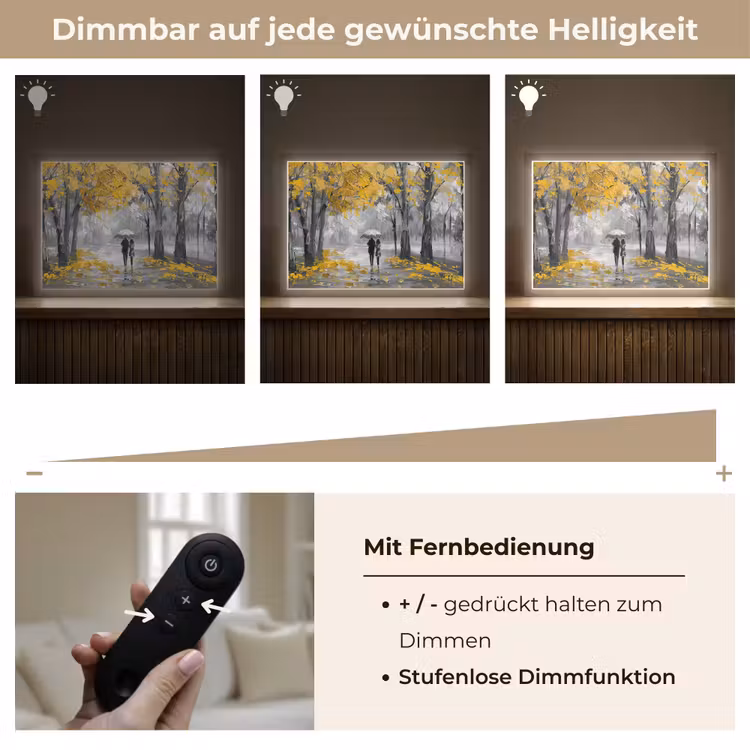 Natuur - Geel - Park - Zwart - Wit Light Box met batterij (Wandlamp) middel -USP_dimbaarDE