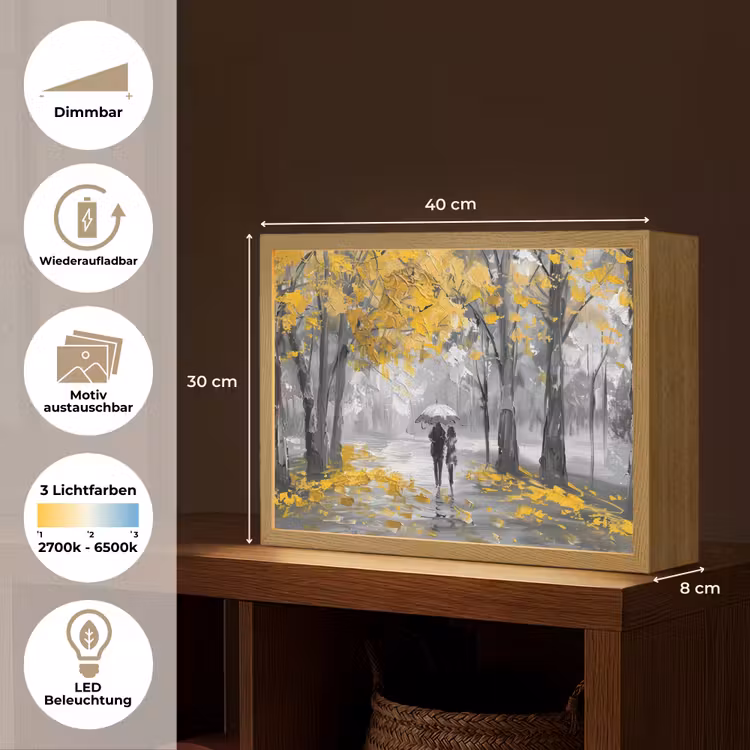 Natuur - Geel - Park - Zwart - Wit Light Box met batterij (Wandlamp) middel -USP_websiteoverzichtDE