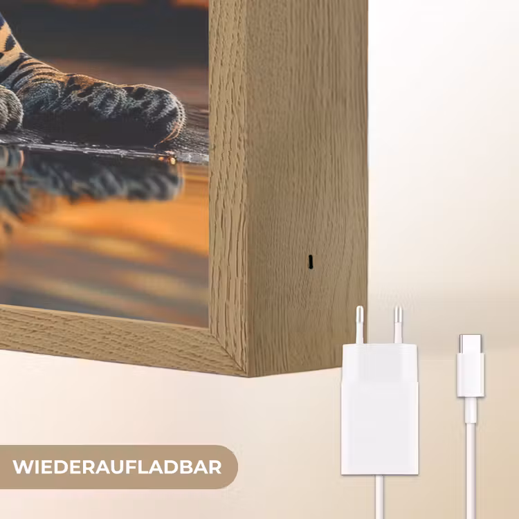 Natuur - Luipaard - Dier - Zonsondergang - Modern Light Box met batterij (Wandlamp) middel -USP_websiteoplaadbaarDE