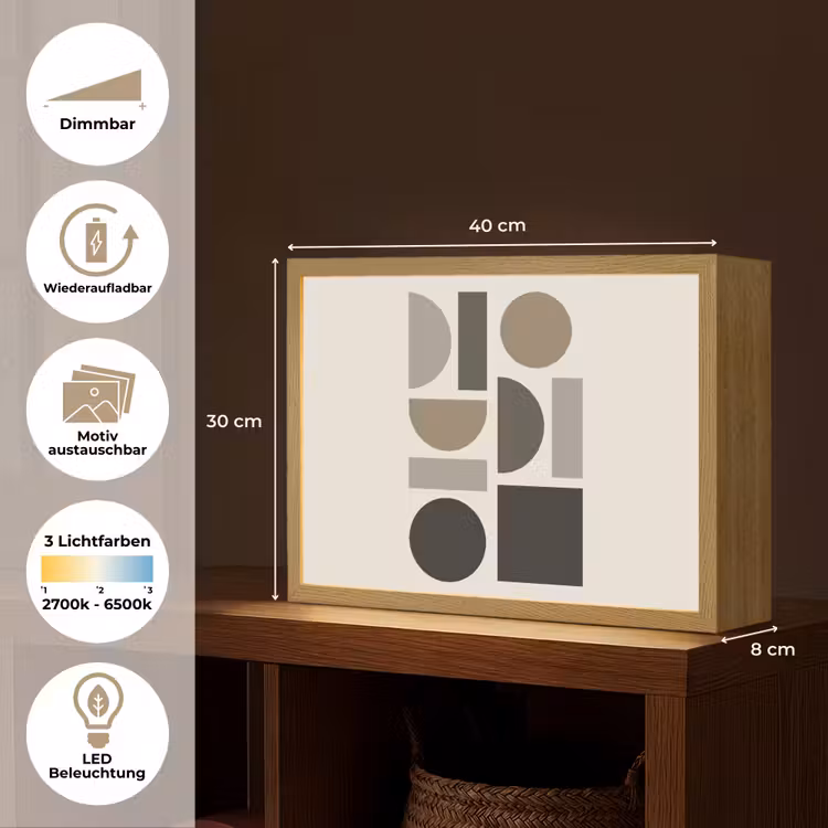 Natuurlijke tinten - Grafisch - Verticale compositie Light Box met batterij (Wandlamp) middel -USP_websiteoverzichtDE