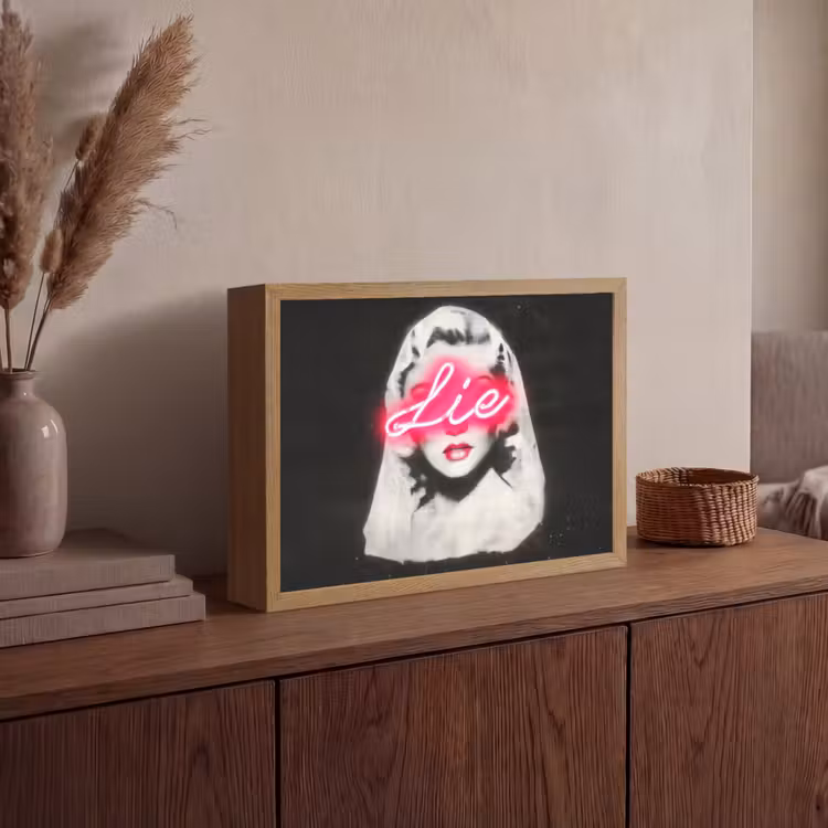Neon - Letters - Vintage - Vrouw Light Box met batterij (Wandlamp) middel -sfeer2