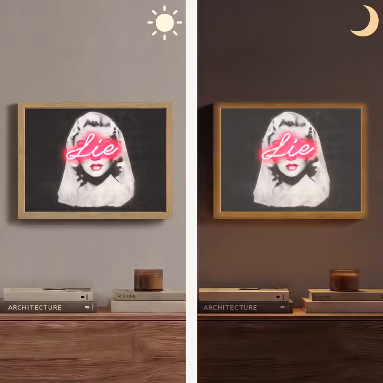 Neon - Letters - Vintage - Vrouw Light Box met batterij (Wandlamp) middel -sfeer3