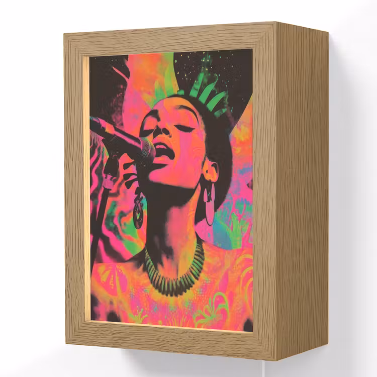 Neon - Vrouw - Microfoon Light Box met kabel (Wandlamp) klein -3d
