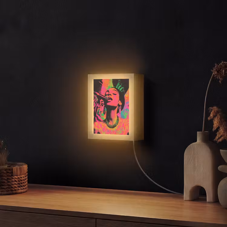 Neon - Vrouw - Microfoon Light Box met kabel (Wandlamp) klein -sfeer1
