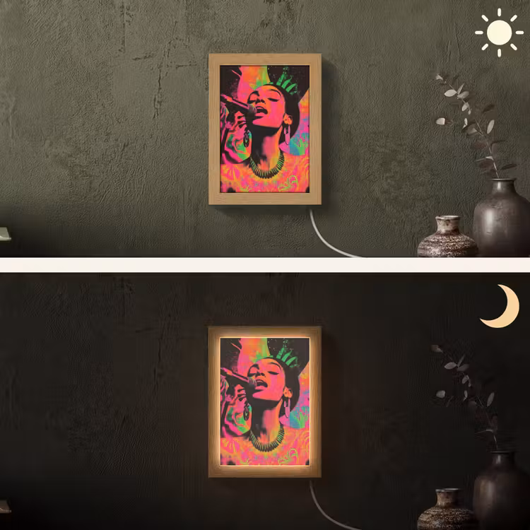 Neon - Vrouw - Microfoon Light Box met kabel (Wandlamp) klein -sfeer3