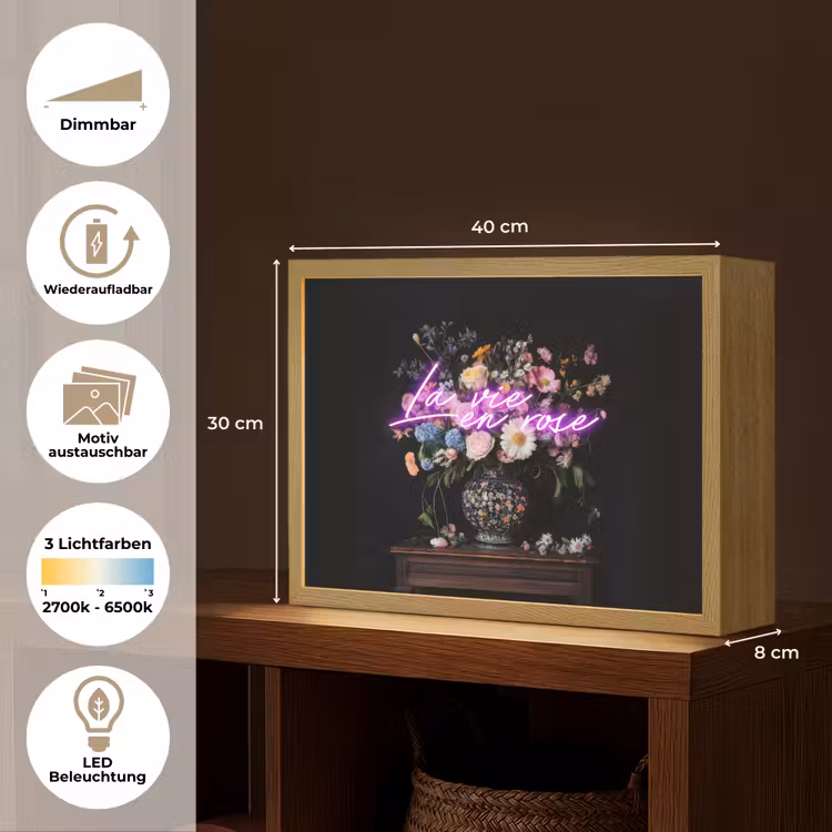 Neon - Vaas - Bloemen Light Box met batterij (Wandlamp) middel -USP_websiteoverzichtDE