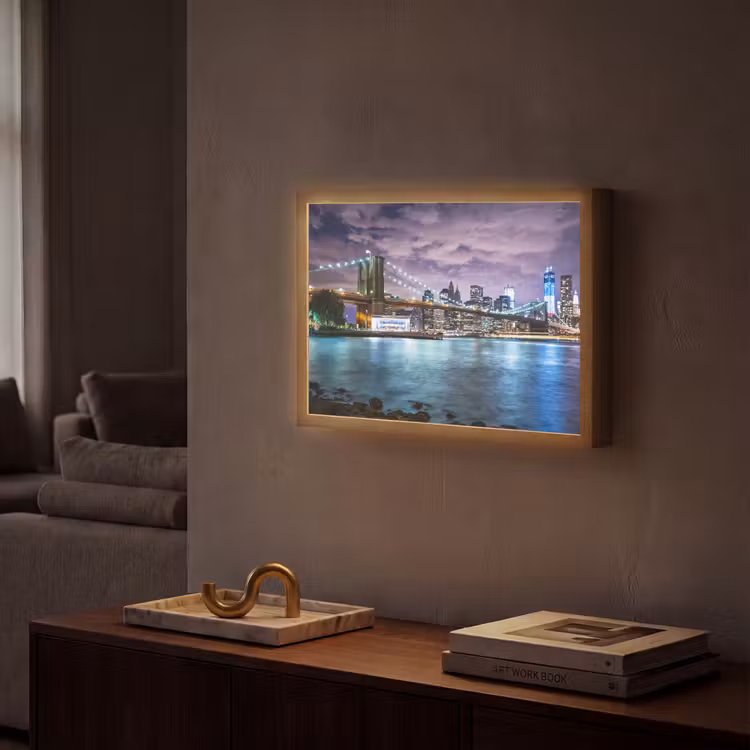 New York - Skyline - Stad - Kleuren Light Box met batterij (Wandlamp) middel -sfeer1