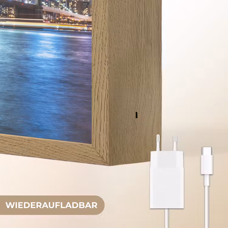 New York - Skyline - Stad - Kleuren Light Box met batterij (Wandlamp) middel -USP_websiteoplaadbaarDE