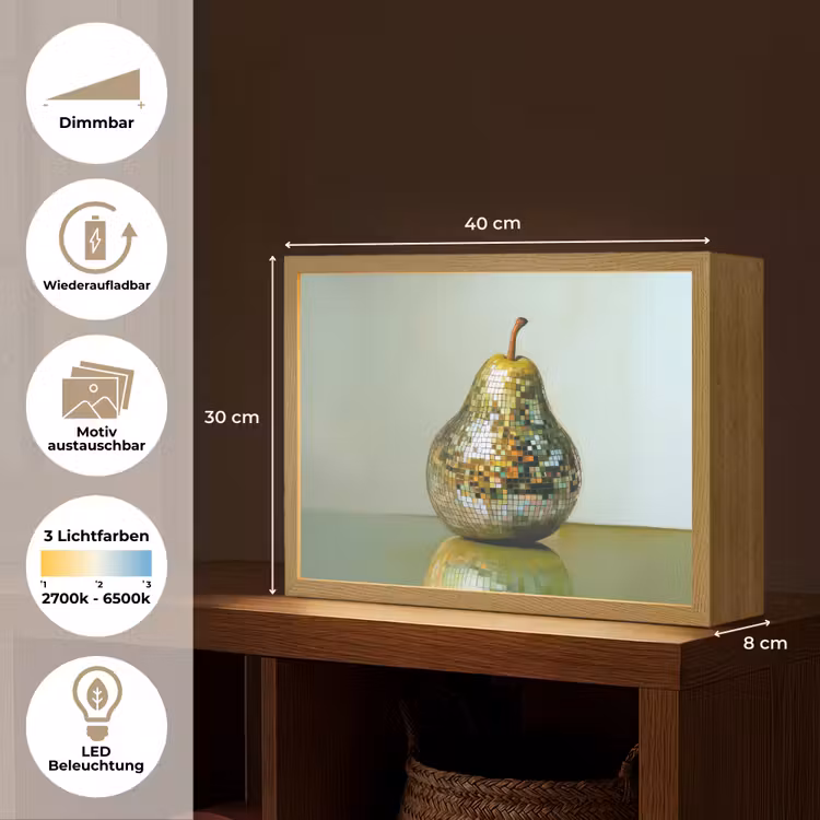 Fruit - Disco - Art - Glitter Light Box met batterij (Wandlamp) middel -USP_websiteoverzichtDE