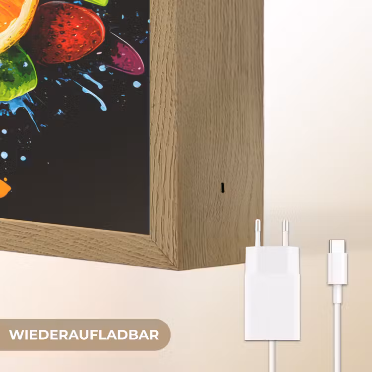 Fruit - Graffiti - Kleurrijk - Sinaasappel - Aardbei - Abstract Light Box met batterij (Wandlamp) middel -USP_websiteoplaadbaarDE
