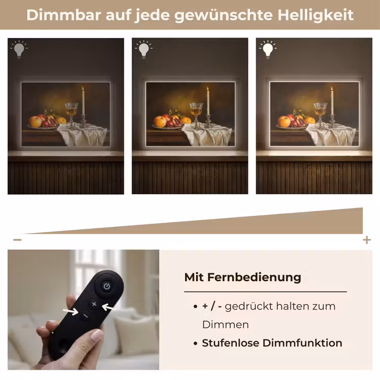 Fruit - Stilleven - Wijn - Kaars Light Box met batterij (Wandlamp) middel -USP_dimbaarDE