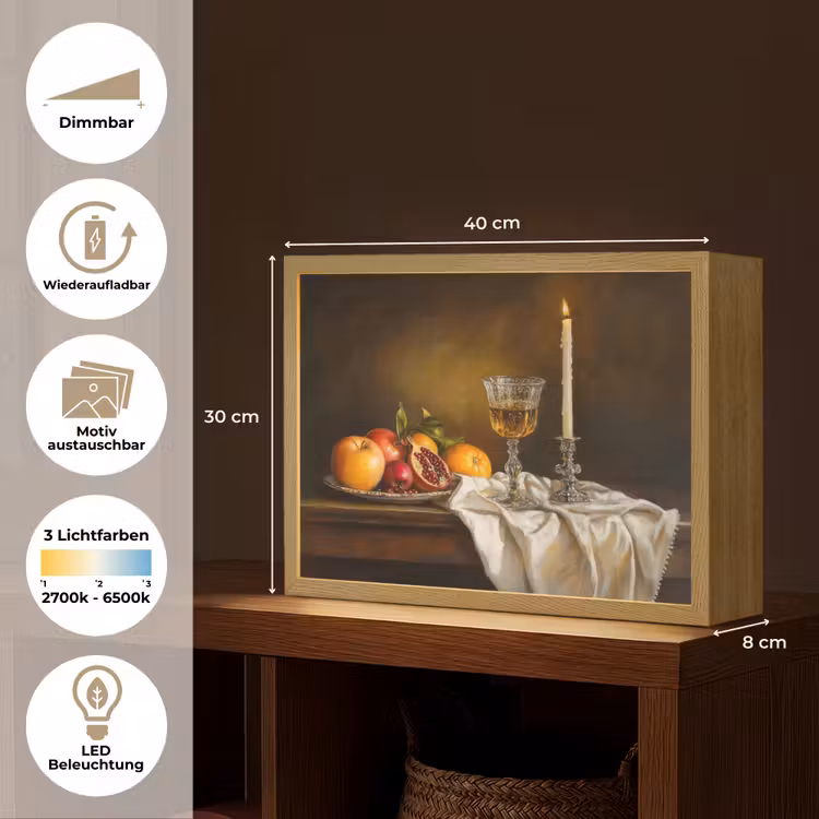 Fruit - Stilleven - Wijn - Kaars Light Box met batterij (Wandlamp) middel -USP_websiteoverzichtDE